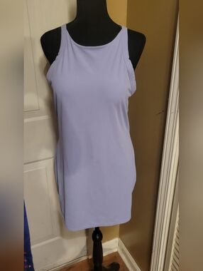 All In MOTION Lilac Scoop Neck Tank Dress/Skort, Size Medium.